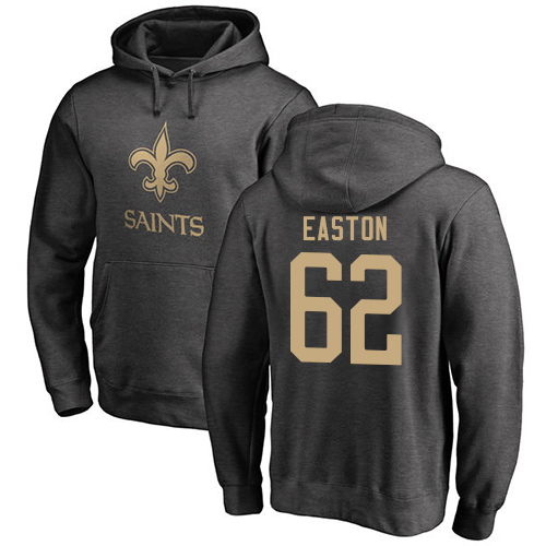 Men New Orleans Saints Ash Nick Easton One Color NFL Football 62 Pullover Hoodie Sweatshirts